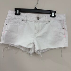 PINK Victoria’s Secret Women’s Y2K White Denim Cut Off Frayed Hem Shorts Size 8
